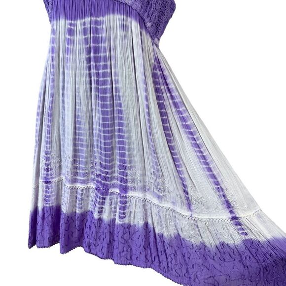 Raya Sun Crepe Crochet Bust Tie Dye Spaghetti Dress Cover Up - Picture 3 of 10